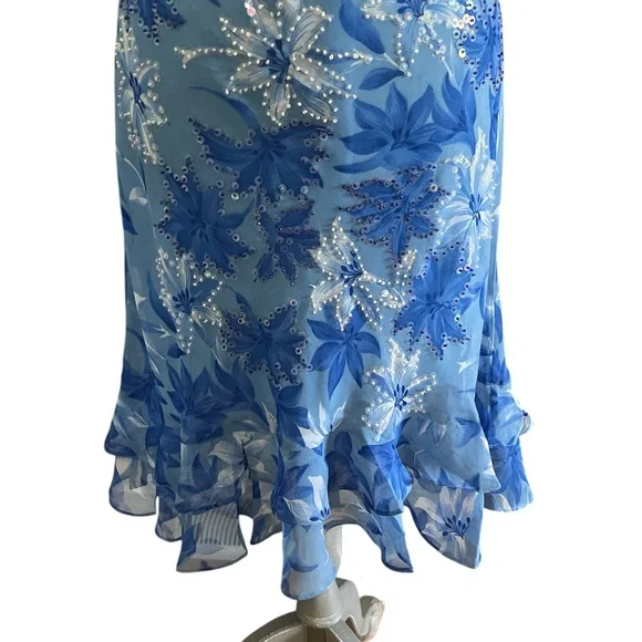 Chaundry Made in India Blue Beaded Floral Midi Dress - Picture 5 of 12